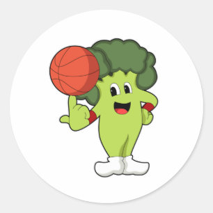 Broccoli vid Basketball Sports Runt Klistermärke
