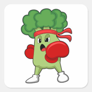 Broccoli vid Boxing med Boxing handskar Fyrkantigt Klistermärke