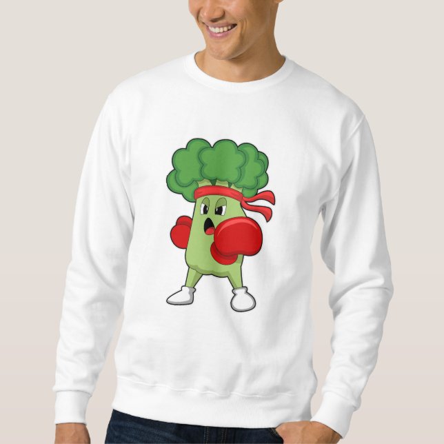 Broccoli vid Boxing med Boxing handskar Lång Ärmad Tröja (Framsida)