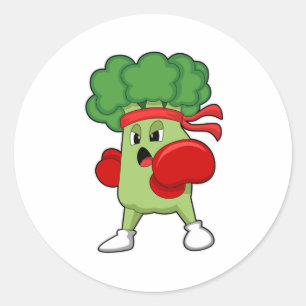 Broccoli vid Boxing med Boxing handskar Runt Klistermärke