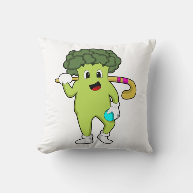 Broccoli vid Hockey med Hockey fladdermus Kudde (Framsida)