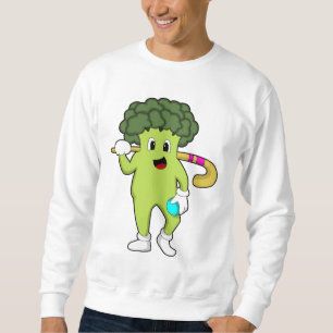 Broccoli vid Hockey med Hockey fladdermus Lång Ärmad Tröja