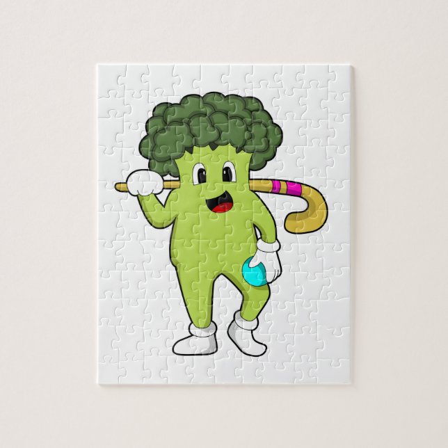 Broccoli vid Hockey med Hockey fladdermus Pussel (Vertikal)