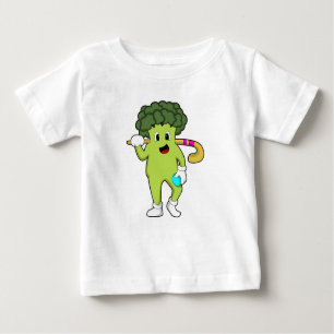 Broccoli vid Hockey med Hockey fladdermus T Shirt