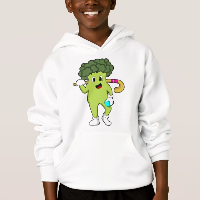 Broccoli vid Hockey med Hockey fladdermus T Shirt (Framsida)