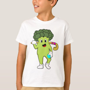 Broccoli vid Hockey med Hockey fladdermus T Shirt