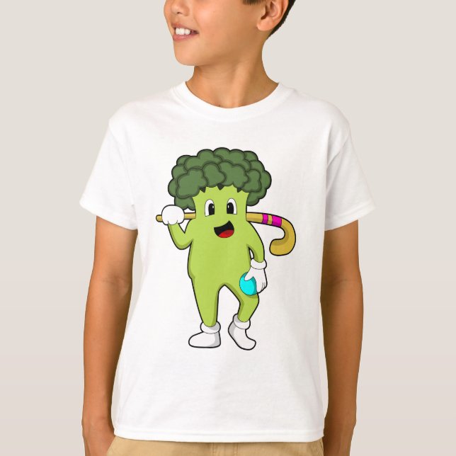 Broccoli vid Hockey med Hockey fladdermus T Shirt (Framsida)