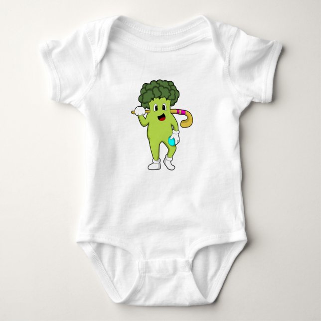 Broccoli vid Hockey med Hockey fladdermus T Shirt (Framsida)