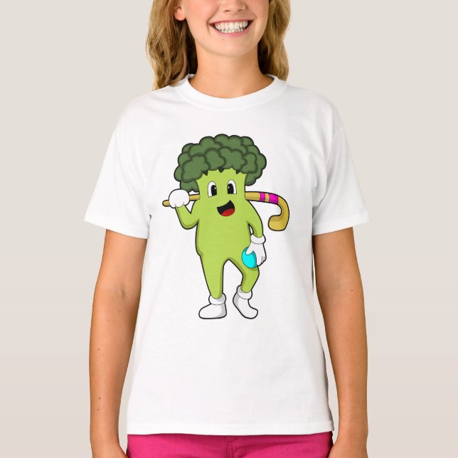 Broccoli vid Hockey med Hockey fladdermus T Shirt (Framsida)