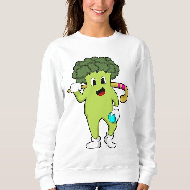 Broccoli vid Hockey med Hockey fladdermus T Shirt (Framsida)