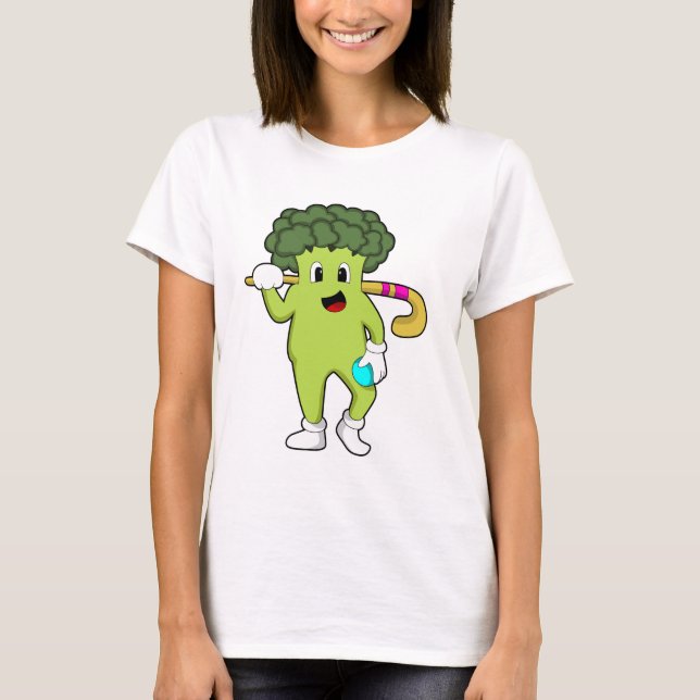Broccoli vid Hockey med Hockey fladdermus T Shirt (Framsida)