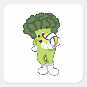 Broccoli vid Volleyball Sports Fyrkantigt Klistermärke