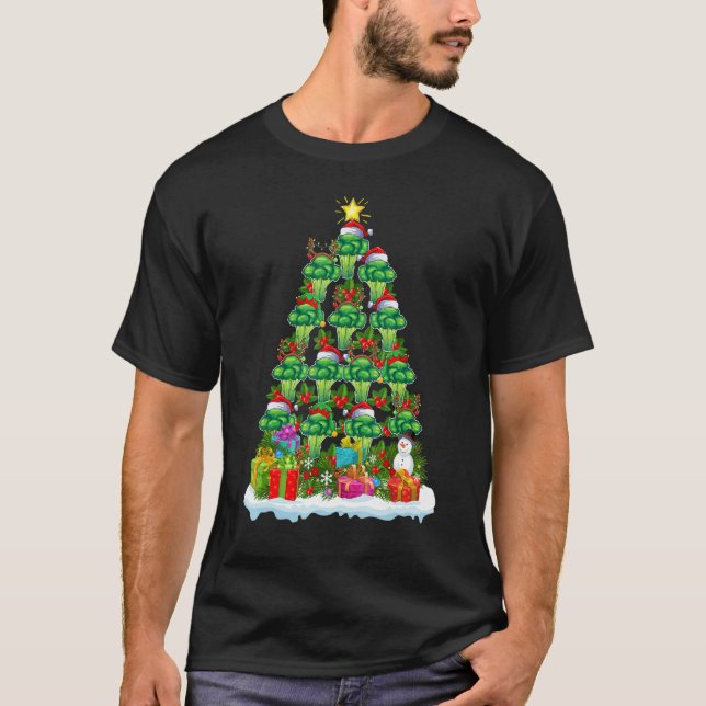 Broccoli   Xmas Holiday   Broccoli Christmas Tree T Shirt (Framsida)