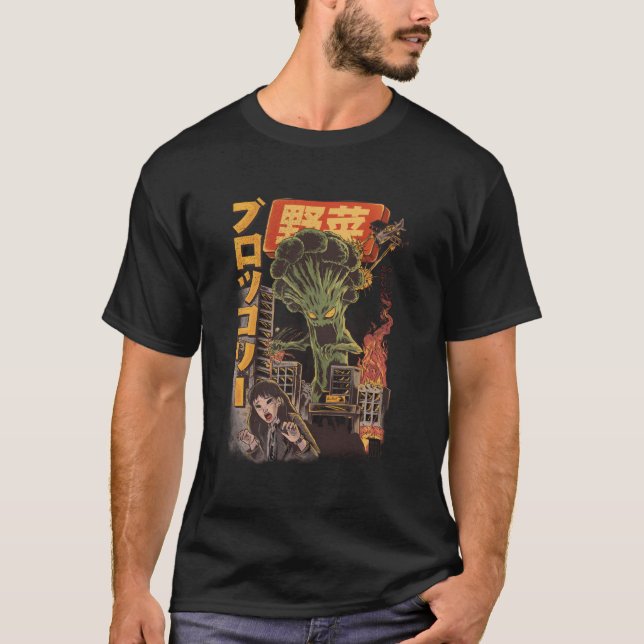 Broccozilla Broccoli Monster Japanska Kaiju Funny T Shirt (Framsida)