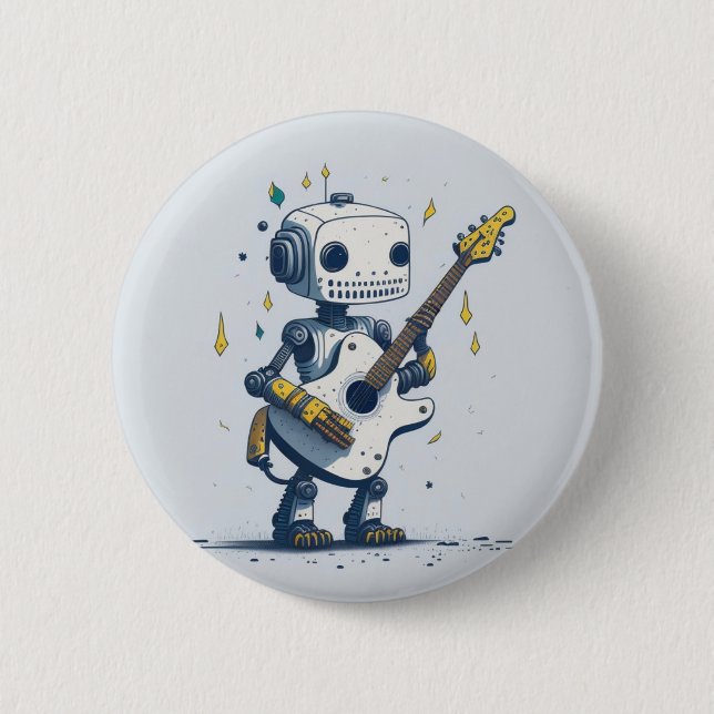 broche robot AI guitar hobby funny Knapp (Framsida)