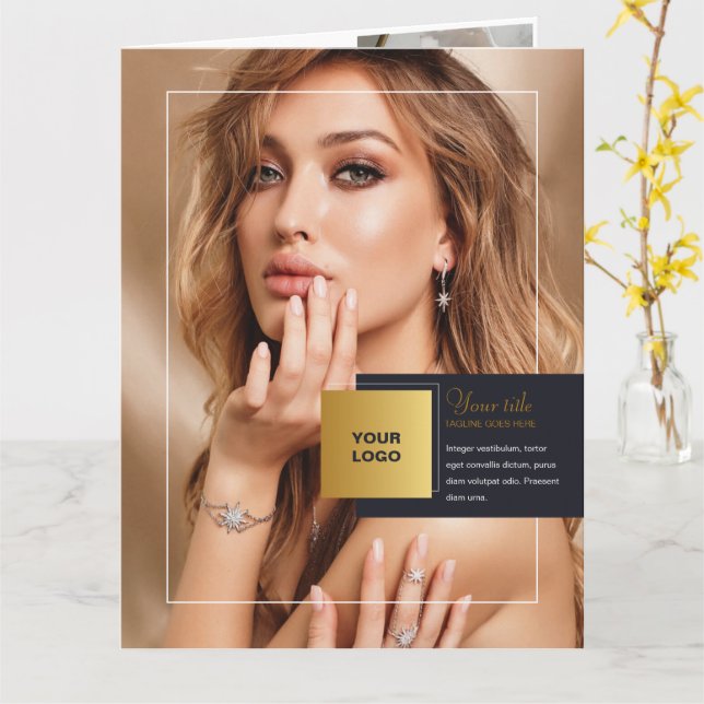 Brochure Bifold Bleu Or Kort (Gul blomma)