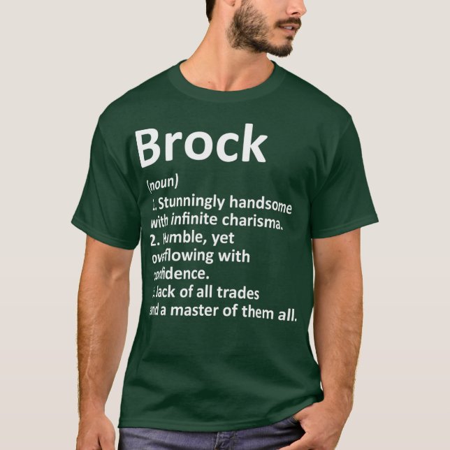 BROCK Definition Personalized Name Funny Gift T Shirt (Framsida)