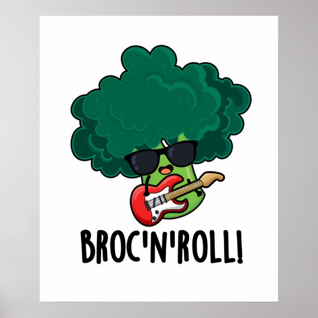 Brock n Roll Funny Veggie Broccoli Pun Poster (Framsidan)