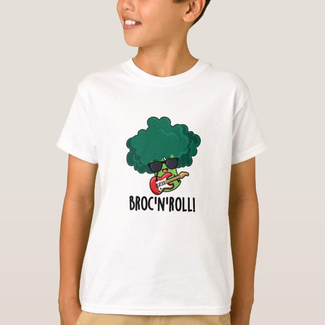Brock n Roll Funny Veggie Broccoli Pun T Shirt (Framsida)