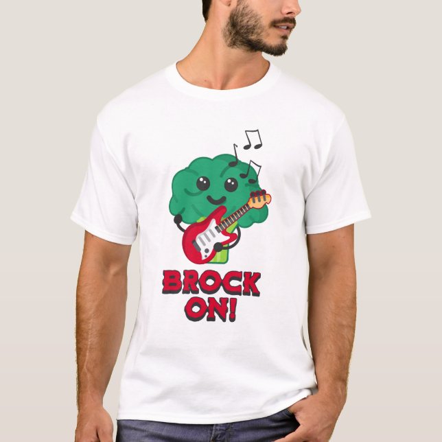 Brock på! Tecknaden Cute och Punny Broccoli T Shirt (Framsida)