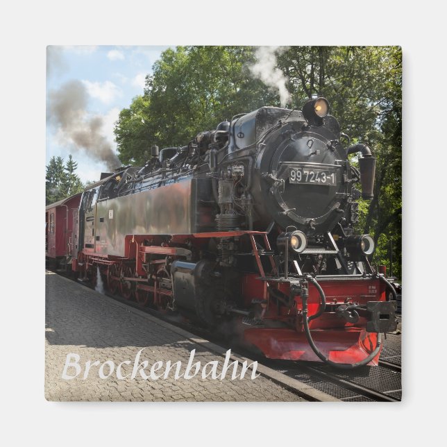 Brockenbahn Brocken Järnvägsfoto Magnet (Framsidan)