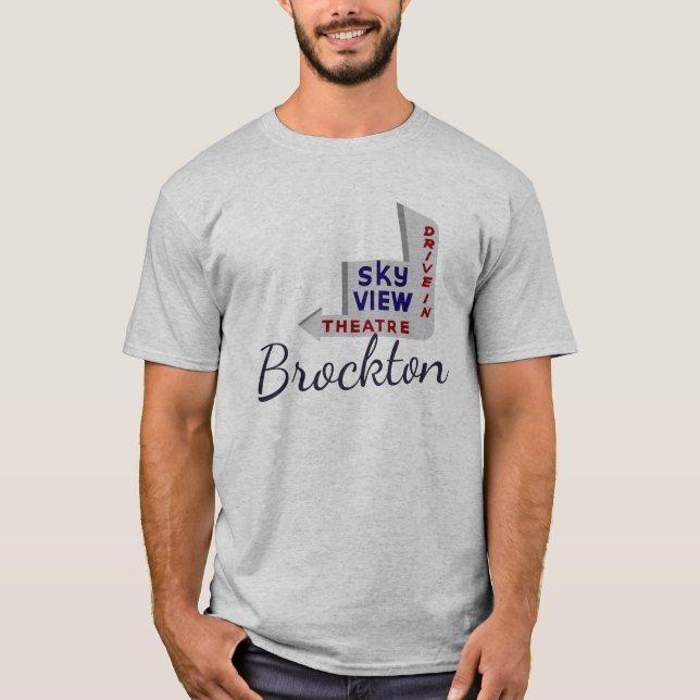 Brockton Scrib Tee för Skyview Drive-in-teatersign (Framsida)