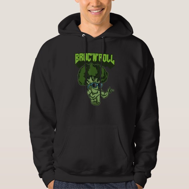 Broc'n'roll Veggie Vegan Vegetarian Broccoli Hoodie (Framsida)
