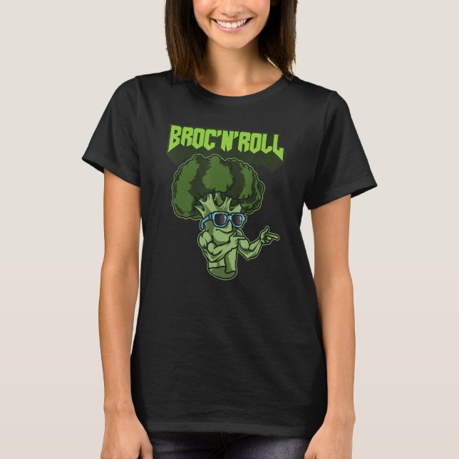 Broc'n'roll Veggie Vegan Vegetarian Broccoli T Shirt (Framsida)