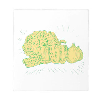 Brocolli Capsicum Onion Teckning Anteckningsblock