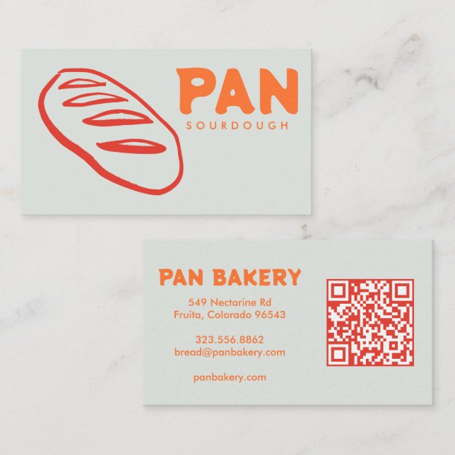 Bröd Bageri Sourdough ANPASSAD QR Handritad Visitkort (Fram/baksida)