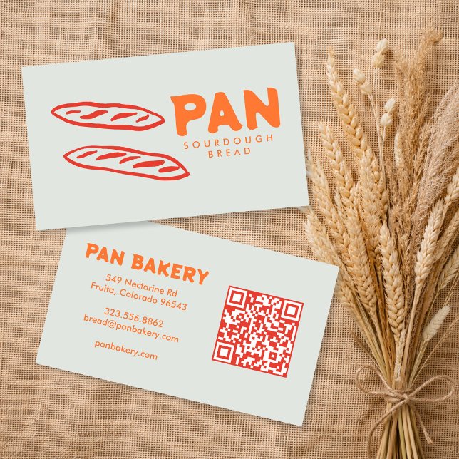 Bröd Bageri Sourdough ANPASSAD QR Handritad Visitkort (Bread Bakery Sourdough CUSTOM QR Code Hand-drawn Business Card
)
