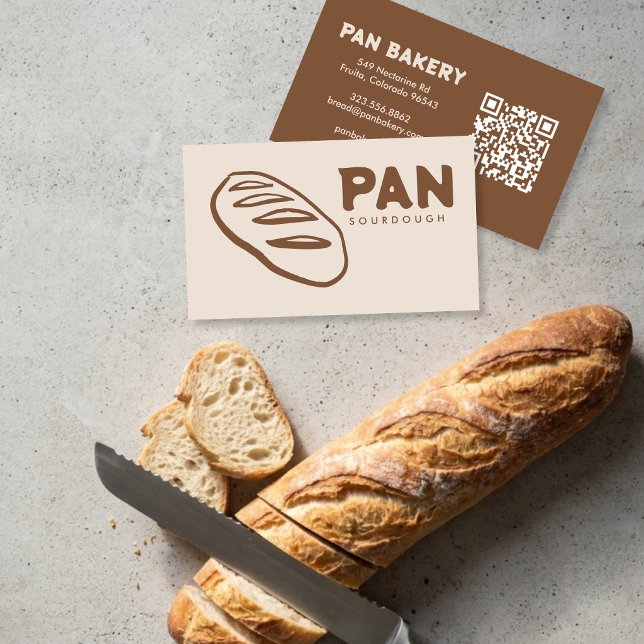 Bröd Bageri Sourdough ANPASSAD QR Handritad Visitkort (Bread Bakery Sourdough CUSTOM QR Code Hand-drawn Business Card
)