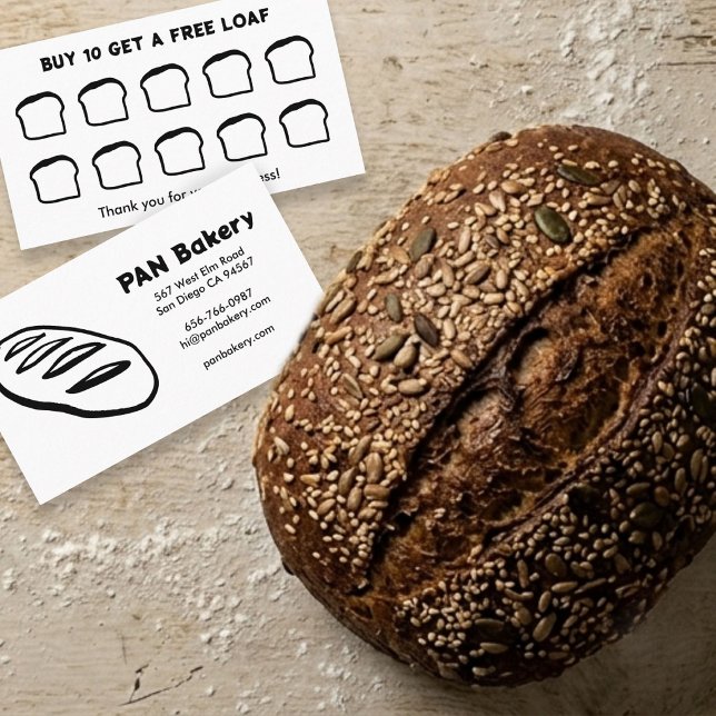 Bröd Bageri Surdeg ANPASSAD Handritad Belöning  Lojalitetskort (Bread Bakery Sourdough CUSTOM Hand-drawn Rewards Loyalty Card
)