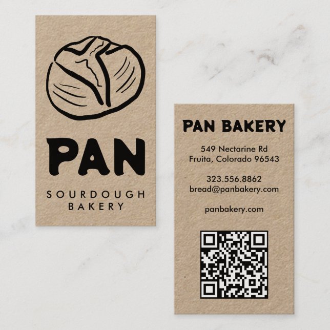Bröd Bageri Surdeg Anpassad QR Handritad Visitkort (Fram/baksida)