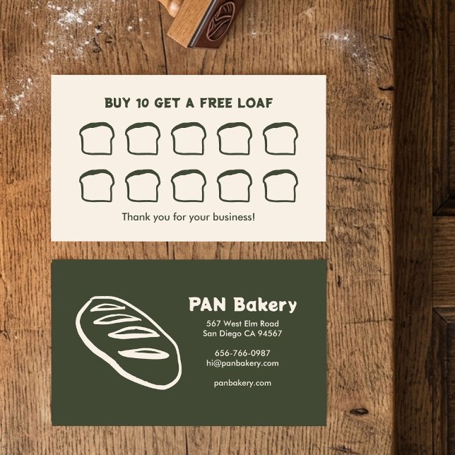 Bröd Bageri Surdeg CUSTOM Handritade Belöningar  Lojalitetskort (Bread Bakery Sourdough CUSTOM Hand-drawn Rewards Loyalty Card
)