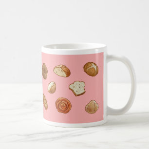 Bröd- & bakelsemönstermugg - rosa kaffemugg