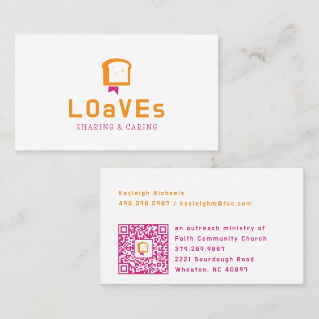 Bröd Bibel Logotyp | Kristet matministerium Visitkort (Fram/baksida)