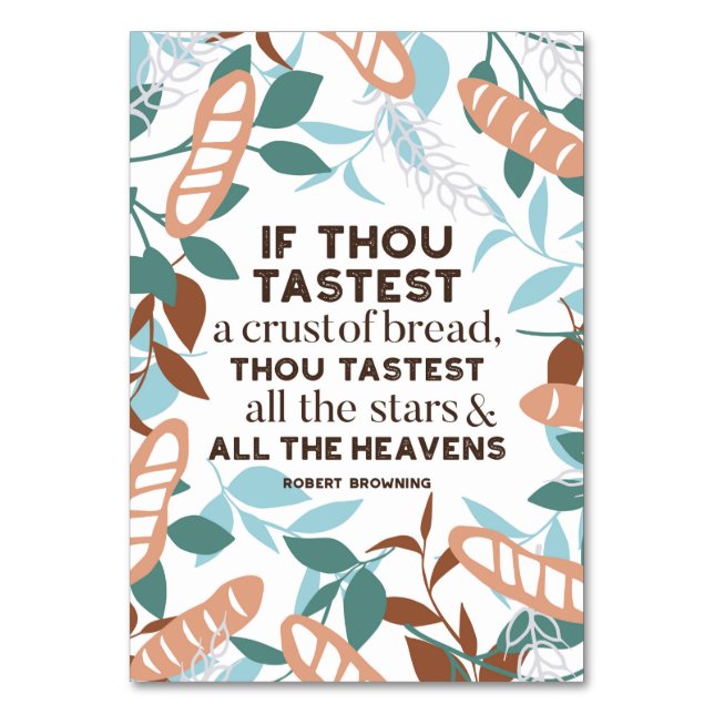 Bröd citat från Robert Browning Bordsnummer (Framsidan)