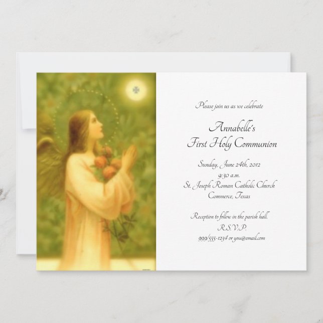 Bröd i Änglar Första Heligan Communion Inbjudningar (Framsida)