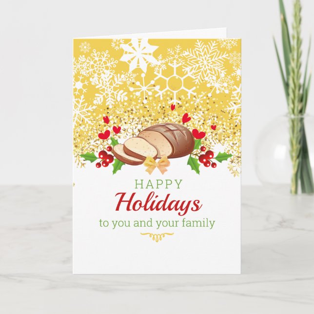 Bröd i jultomtebröd snöflingor helgdag bakning helgkort (Framsida)