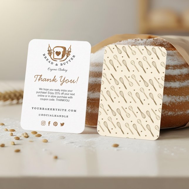 Bröd-Logotyp - tack för ditt köp Tilläggskort (Bakery Loaf Of Bread Logo Thanks For Your Purchase Enclosure Card)