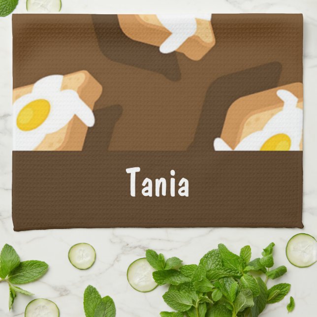 Bröd med ägg mönster kökshandduk (Vikta)