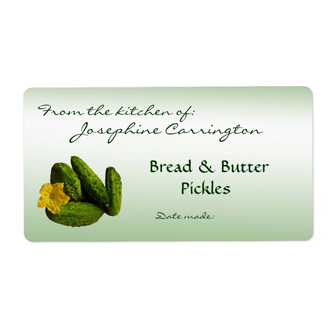 Bröd- och Butter Pickles-kanningsetiketter Fraktsedel (Framsidan)