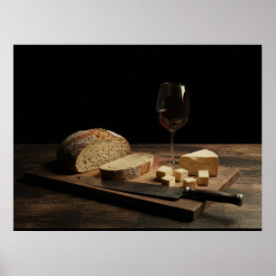 Bröd, ost och vin poster