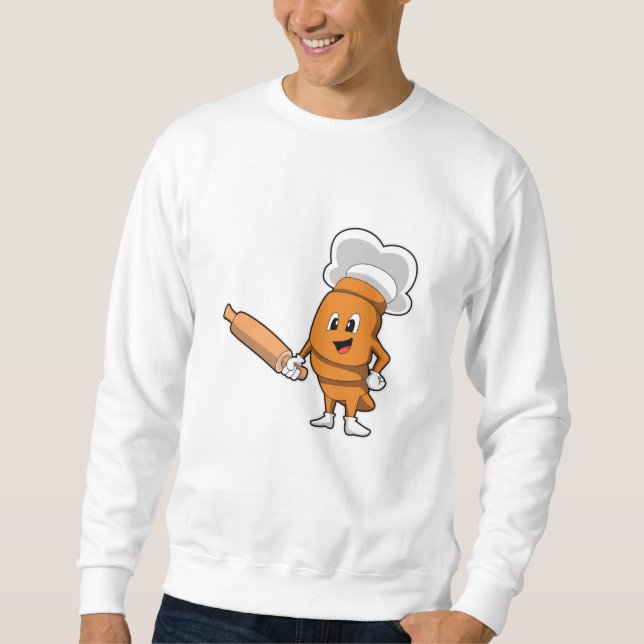 Bröd som Cook med rullande stift Lång Ärmad Tröja (Framsida)
