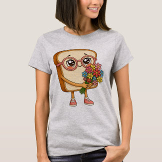 Bröd Tony med blommor – Söt Bröd T-Shirt