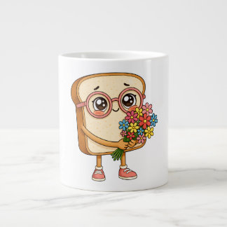 Bröd Tony med blommor – Söt Bröd T-Shirt Jumbo Mugg