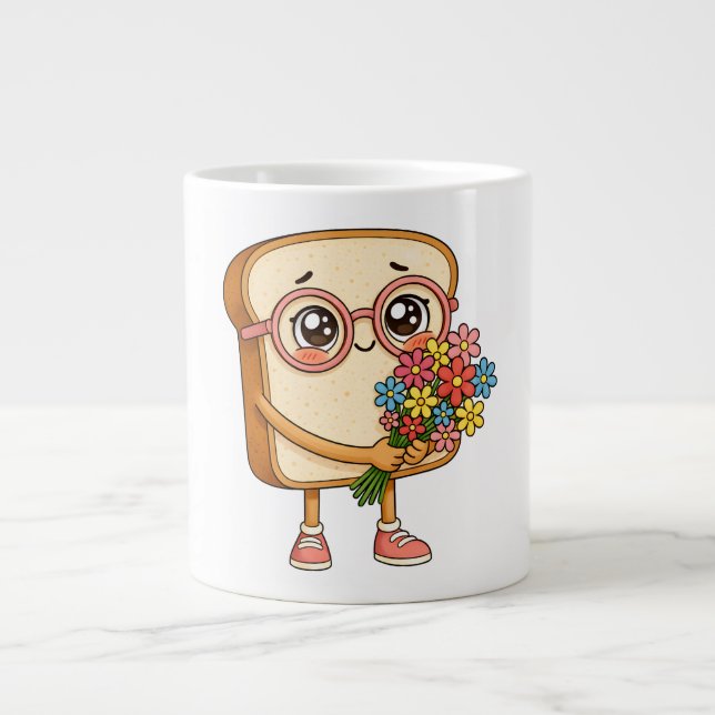Bröd Tony med blommor – Söt Bröd T-Shirt Jumbo Mugg (Framsidan)
