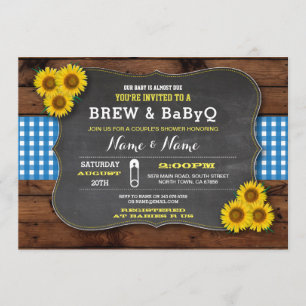 Bröda och BABYQ Baby Shower Blue Solros Inbjudningar
