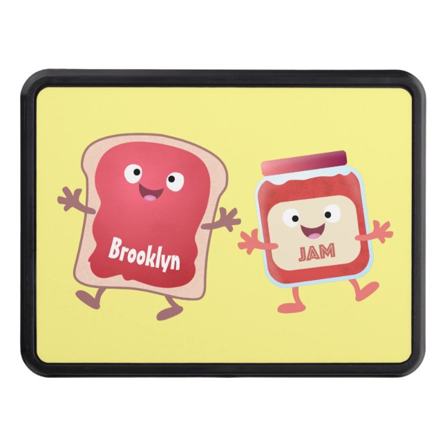 Brödbröd och sylt tecknade figurer dragkroksskydd (Framsidan)